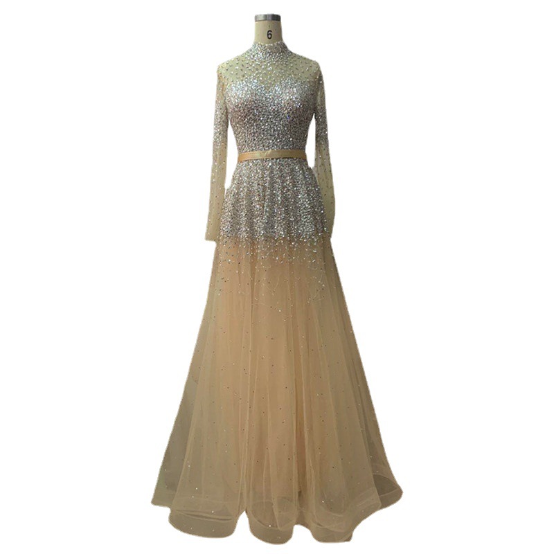 Picture of 2021 new diamond sequins high-end atmosphere long sleeve luxury annual party elegant evening dress dress LA70066