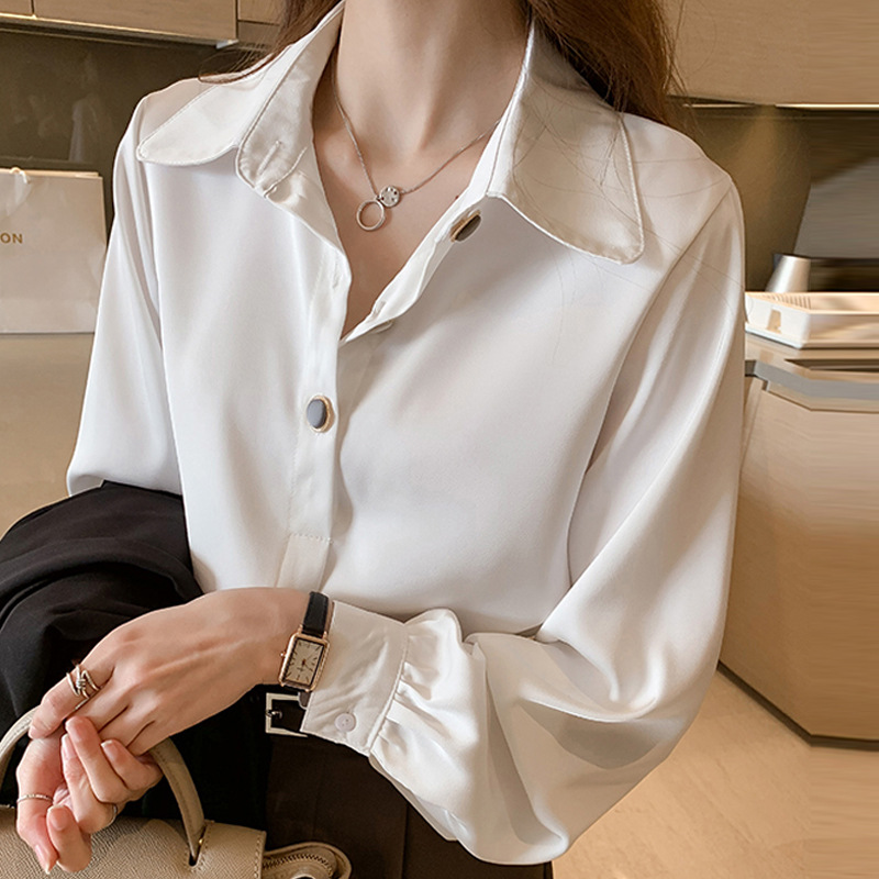 White Shirt for Women, 2025 Autumn New Style, Fashionable and Stylish Design, Niche Long-Sleeve Top, Chiffon Base Layer