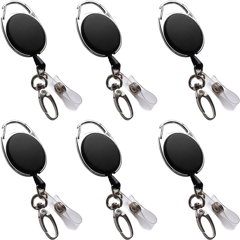 Amazon oval egg-shaped solid color easy-pull buckle back clip black retractable buckle easy-pull anti-lost certificate buckle wholesale