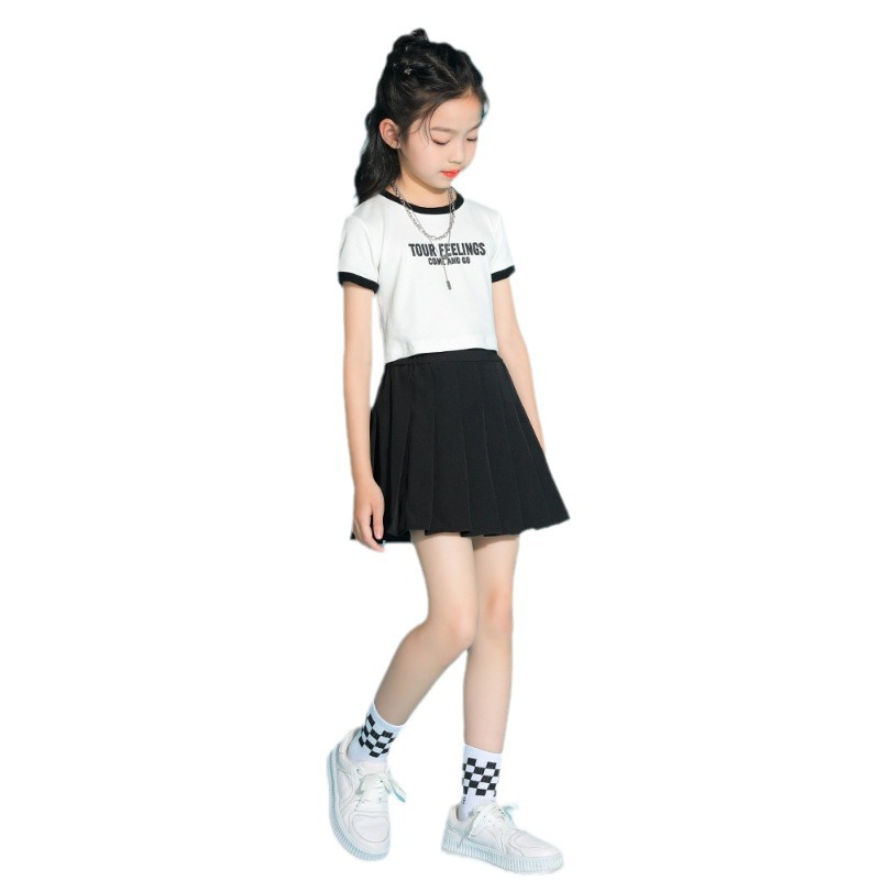 Picture of Girls Tennis Skirt Summer Girls Big Kids Sports Pleated Skirt New Summer Dress Children's JK Skirt Black All-Match