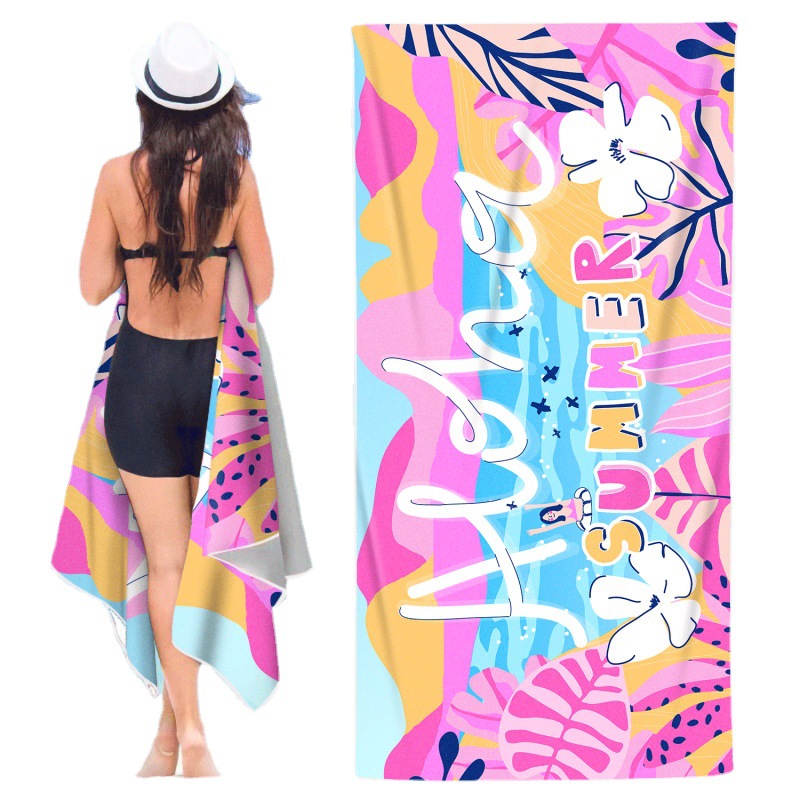 Picture of New Cross-Border Amazon European and American Double-Sided Velvet Quick-Drying Bath Towel Customizable Printed Towel Beach Swimming Beach Towel