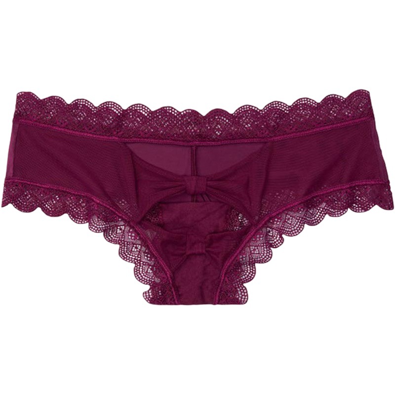 Back Double Butterfly Hollow Lace Edge Underwear Women's Mesh Stitching Ice Silk Briefs Underpants Women's Underwear