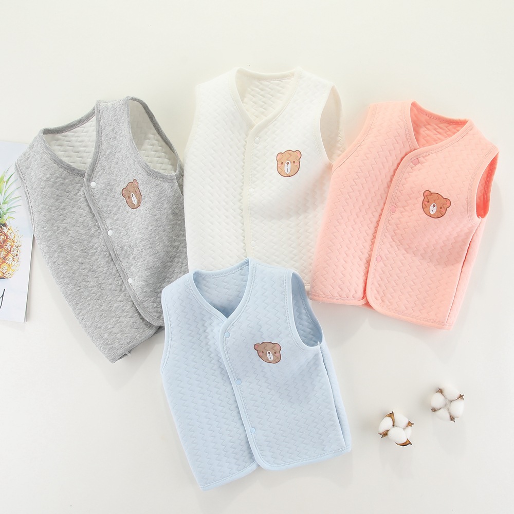 Children's cotton vest autumn and winter baby thickened girls vest new boys cardigan baby warm vest