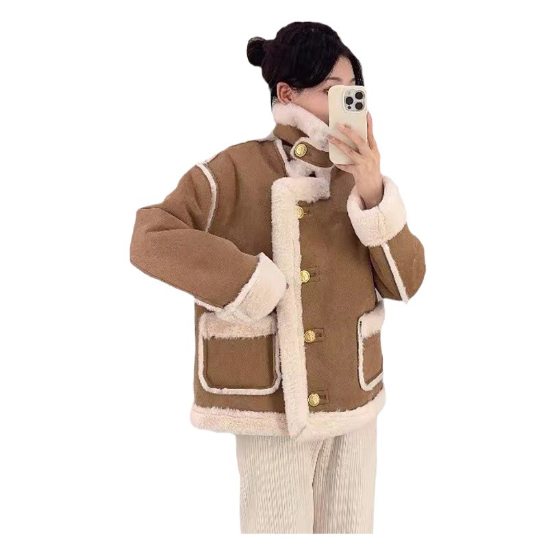 Picture of High-grade Chanel style faux lamb fur coat for women winter 2023 new fleece-lined thickened suede fur cotton-padded coat