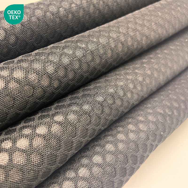 Hollow hexagonal honeycomb pattern if sunken if now 2MM thick ventilated breathable washable three-layer mesh jacquard flat cloth
