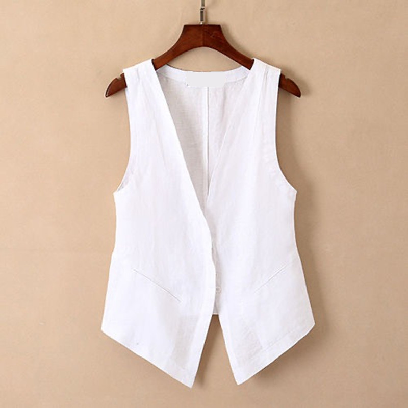 Picture of 2024 Spring, Summer and Autumn Vest Women's Linen Outerwear Jacket Women's Short Cotton and Linen Vest Casual Thin