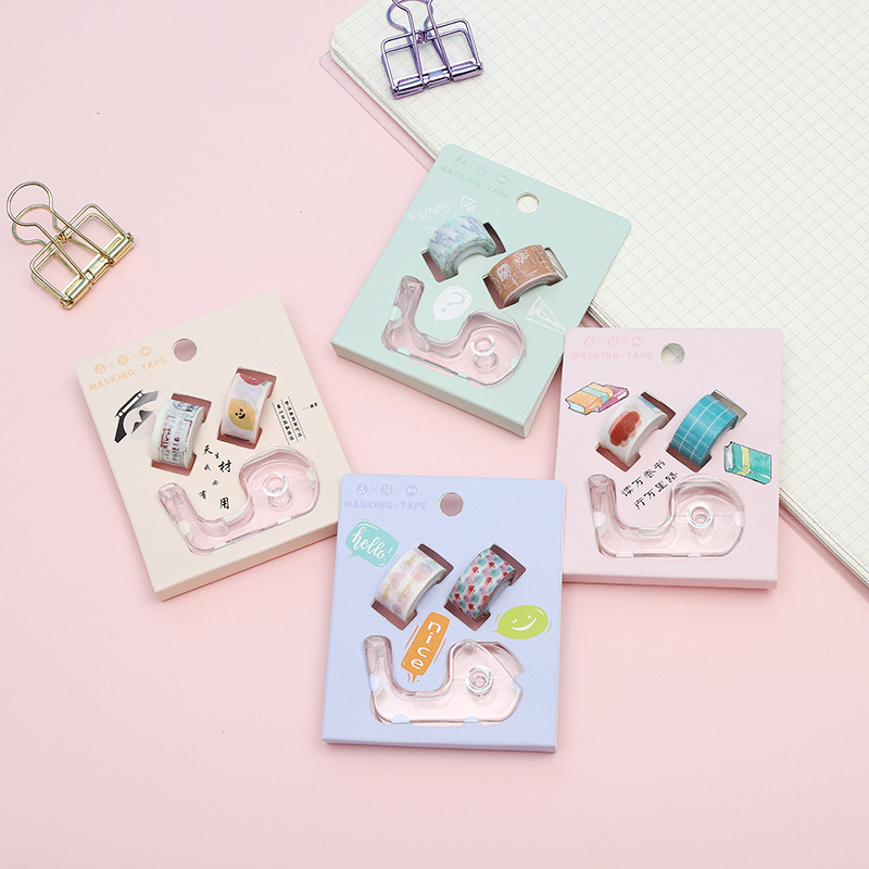 Picture of Children's cartoon fans Small tape with Cutter set creative color flash tape DIY handmade decorative stickers