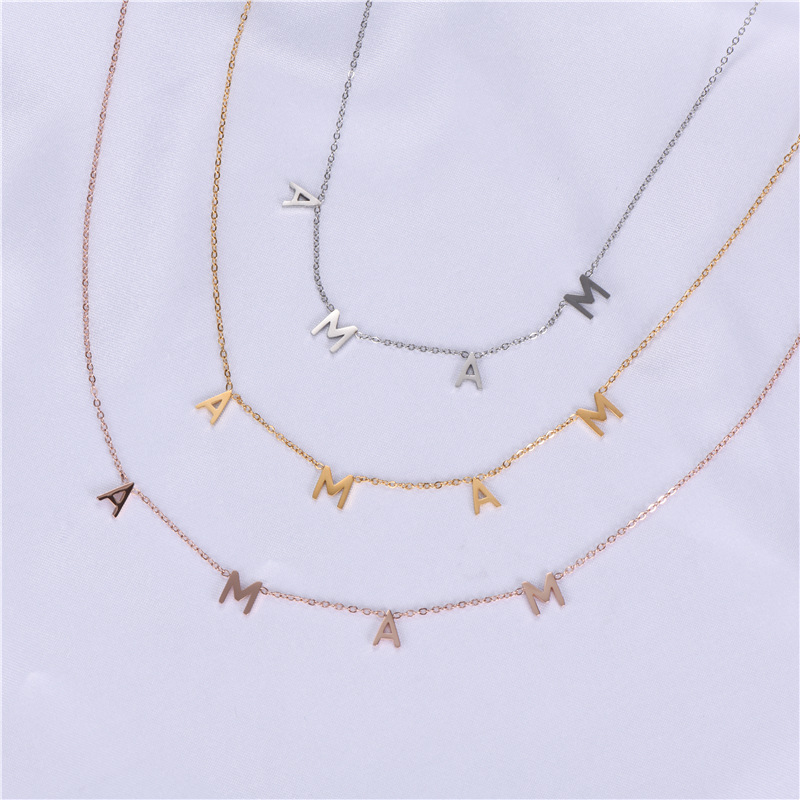 Picture of Europe and the United States cross-border MAMA NANA LOVE stainless steel titanium steel necklace Mother's Day ladies manufacturers jewelry wholesale