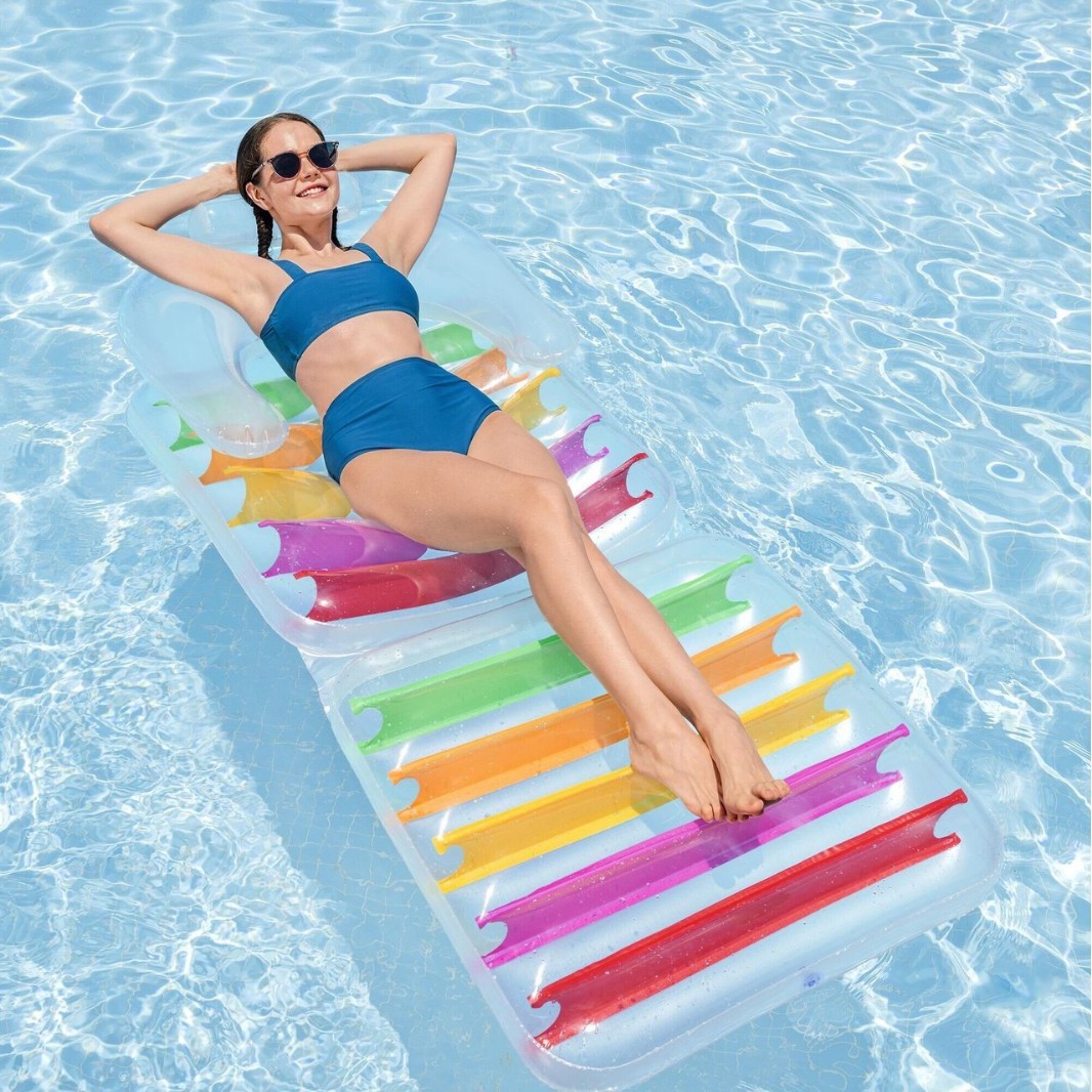Picture of Water Inflatable Floating Row Floating Bed Queen Adult Pool Leisure Chair Floating Cushion with Backrest and Cup Holder