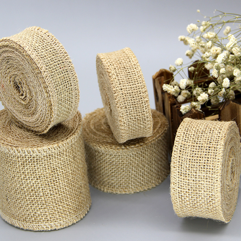 Picture of Linen Roll DIY Hand-Woven Knitted Natural Jute Fabric Multi-Size Edging Roll Cross-Border Edging Design