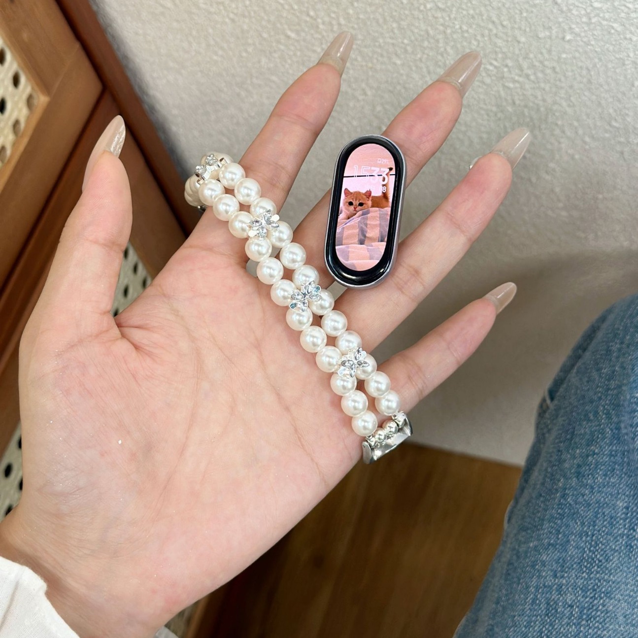 Double-row pearl elastic millet bracelet 8 strap for millet 9 bracelet wristband millet 7 strap NFC universal