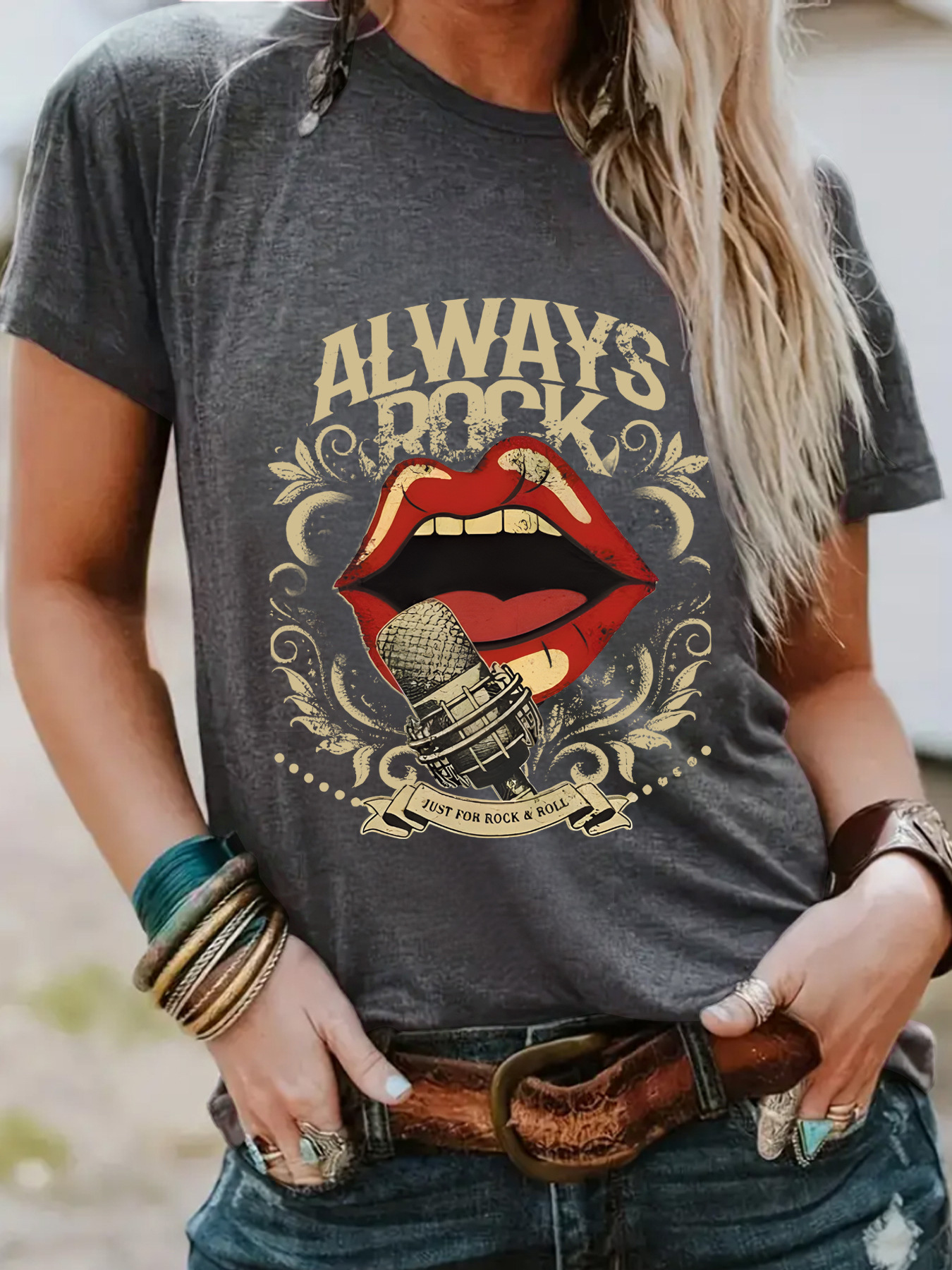 Amazon cross-border e-commerce foreign trade ALWAYS lip printing T-shirt short sleeve loose fashion T-shirt