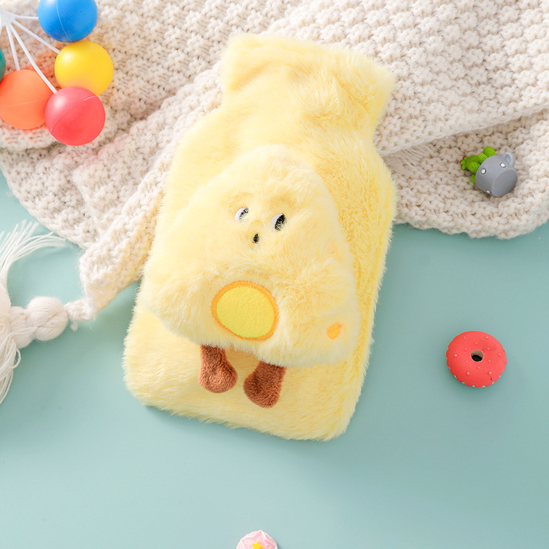 Picture of Rabbit Fur Hand Warmer Bag Filled with Water Hot Water Bottle Cartoon Plush Hand Warmer Hand Warmer Removable and Washable Hot Water Bag Thickeneded Explosion-Proof