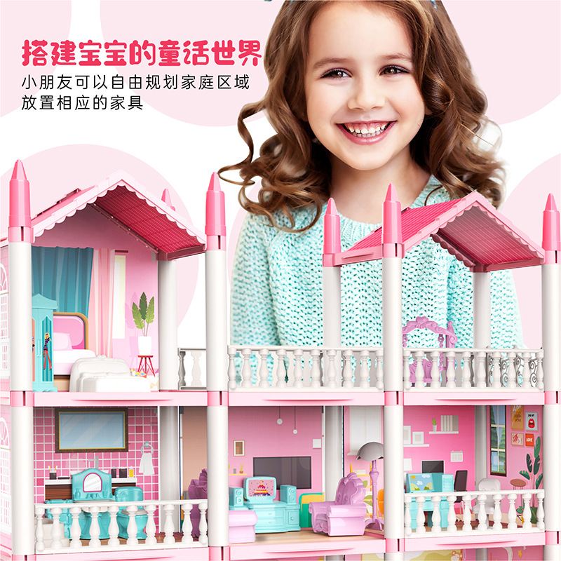 Picture of Cross-Border Assembled DIY House Castle Princess House Model Toy House Educational Doll House Girl Play House Set