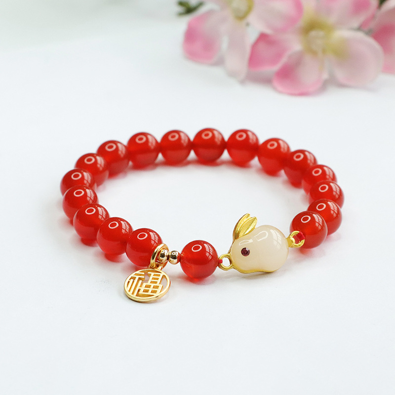 Picture of Jiyu natural agate rabbit bracelet red agate rabbit year bracelet jewelry jewelry live generation MN2121408