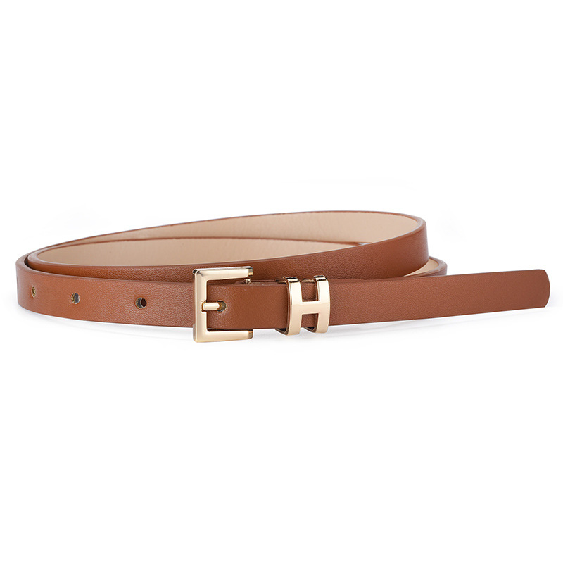 Ouya Cross-border Women's Belt Candy Color H Buckle Simple in stock Belt Women's dress Decorative Thin Belt All-match