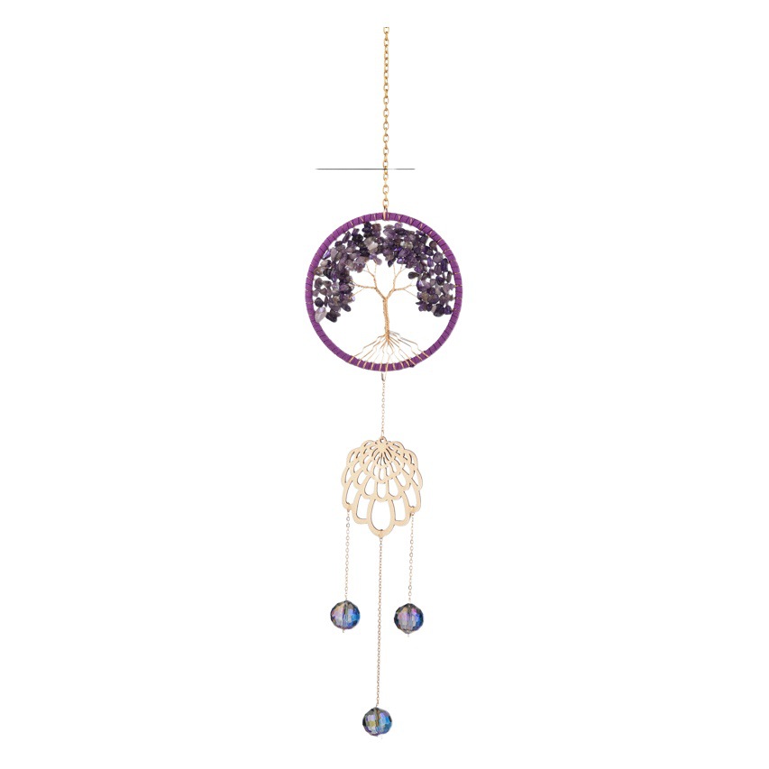 New Home Decor Pendant JOJO Design Four Color Natural Crystal Life Tree Sun Catcher Crystal Wind Bell