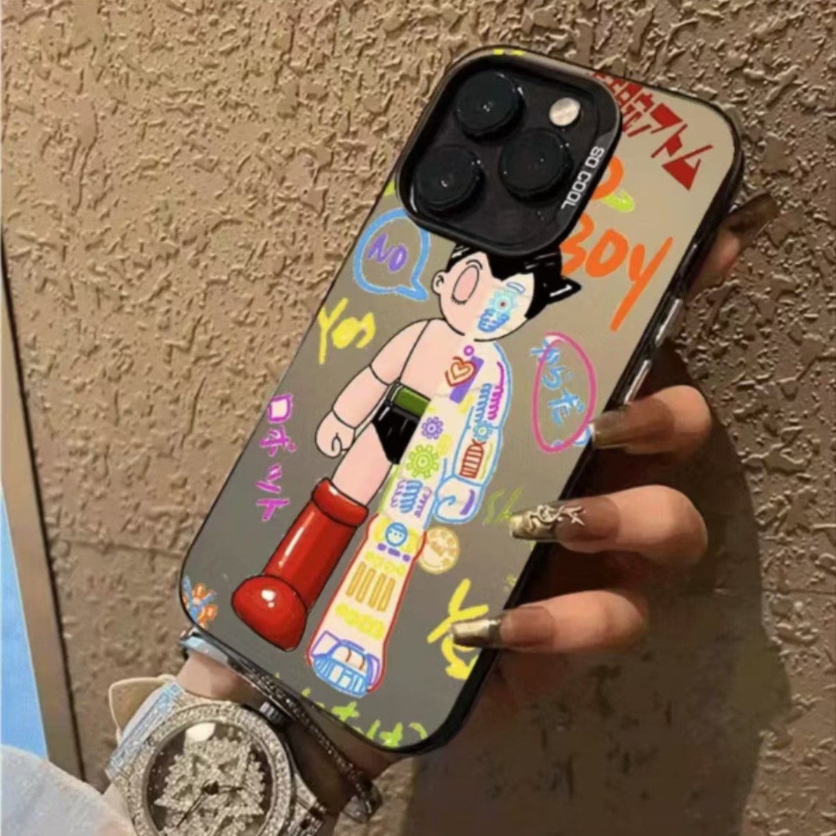 Creative Astro Boy Color Silver for Apple 16/15/14pro Phone Case 15 promax13/12/11 Cross Border