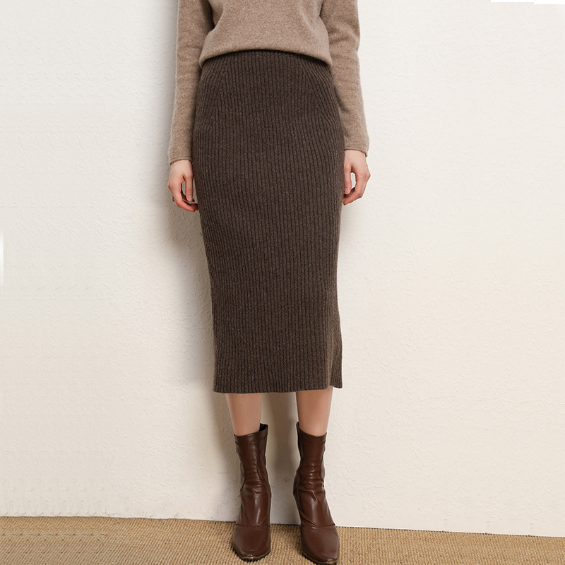 Picture of Skirt women's slimming mid-length plus size woolen skirt split hip skirt one-step skirt high waist long skirt 75cm