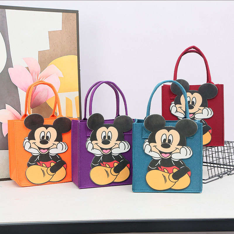 New Mickey Cartoon Felt Bag Student Tote Bag Large Capacity Same Style as Xiaohongshu Cute Felt Tote Bag