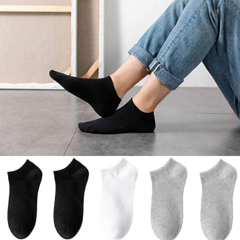 Picture of Summer socks thin breathable sweat-absorbent deodorant black and white gray solid color simple four seasons universal men's short boat socks women