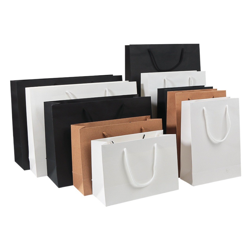 Brown Packing Paper Bag Handbag Custom Clothing Store Shopping Bag with Printed Logo White Cardboard Gift Packaging Bag Wholesale