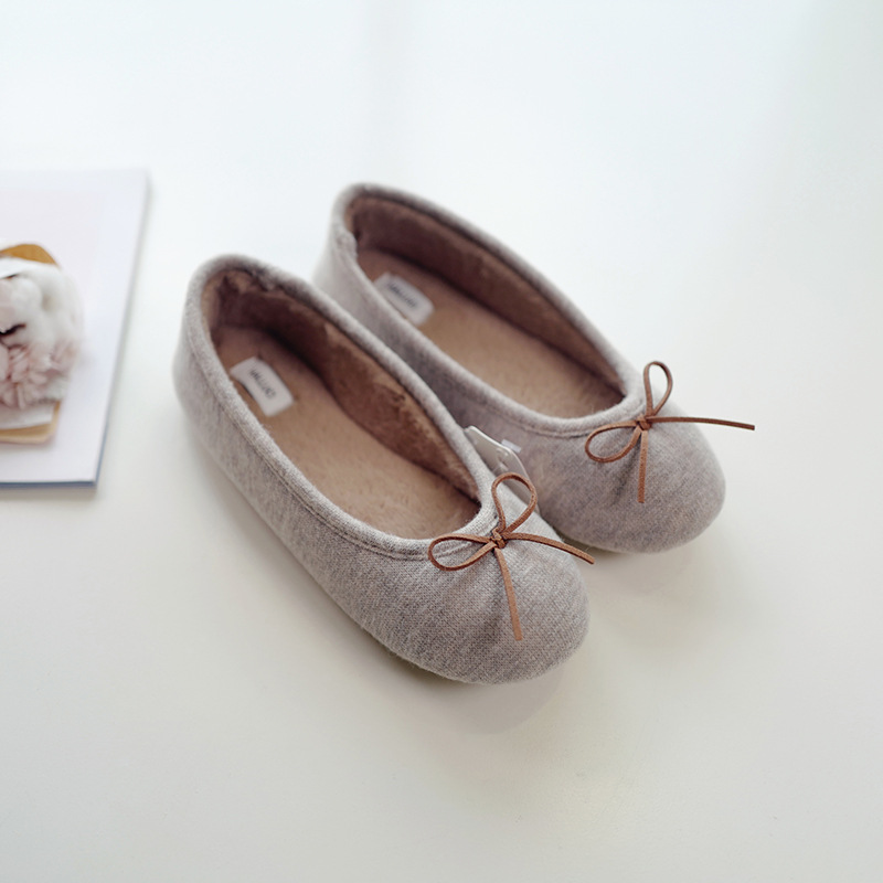 halluci New Small Bow Moon Shoes Autumn and Winter Warm Heeled Indoor Non-slip Home Shoes