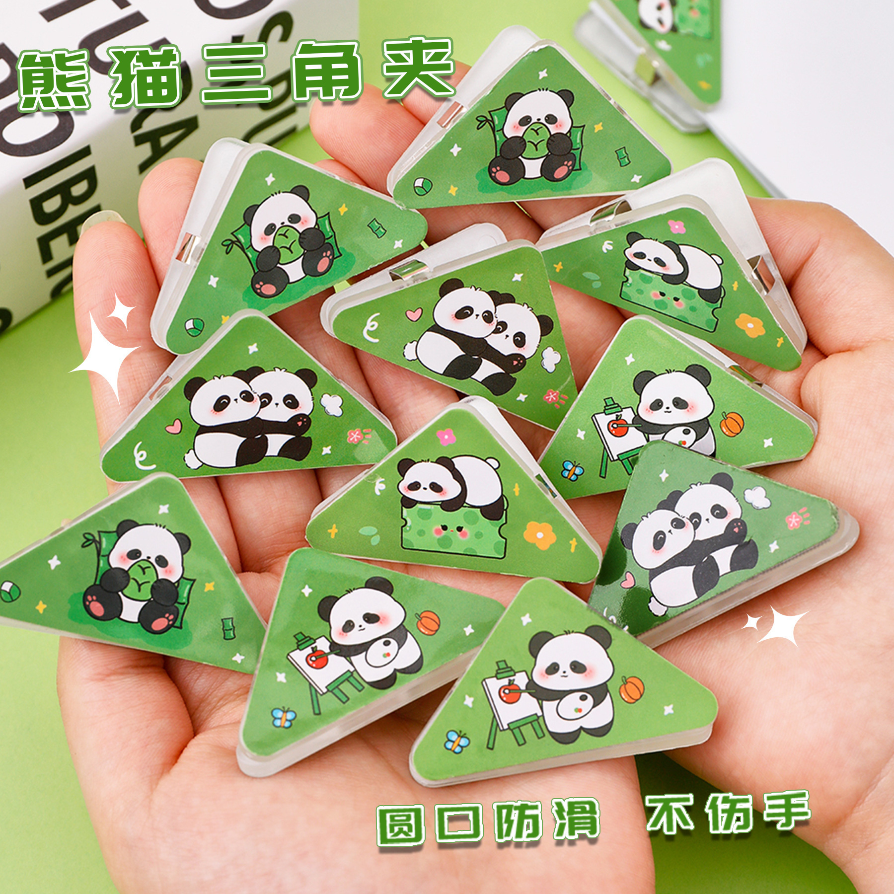 Picture of Creative inspirational text triangle clip student pp note clip acrylic document anti-roll clip test paper storage corner clip