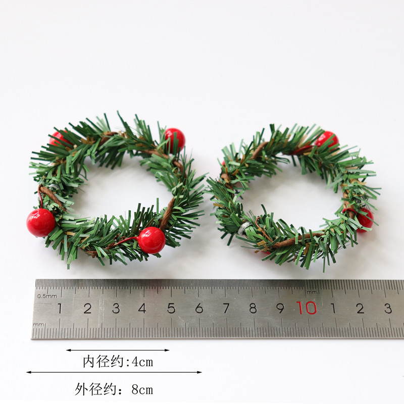 Picture of Christmas decoration red fruit PVC pine needle napkin ring Amazon cross-border Hotel home napkin buckle Christmas wreath