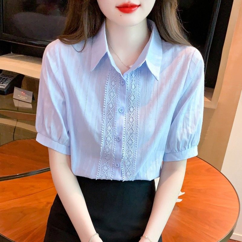 Pure Cotton Professional White Shirt Women's Short-Sleeved Summer 2024 New Women's Fashion Cotton Shirt Western Style Top