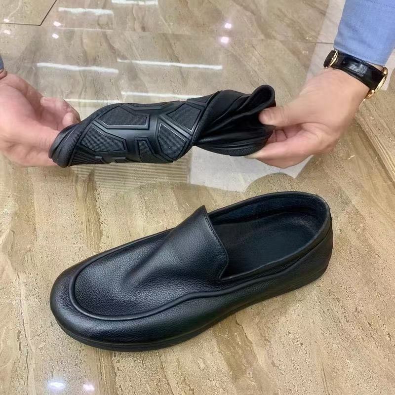 Leather shoes, men's shoes, spring and autumn, new beanie shoes, leather soft leather, soft-soled flat shoes, non-slip, one-foot small leather shoes casual