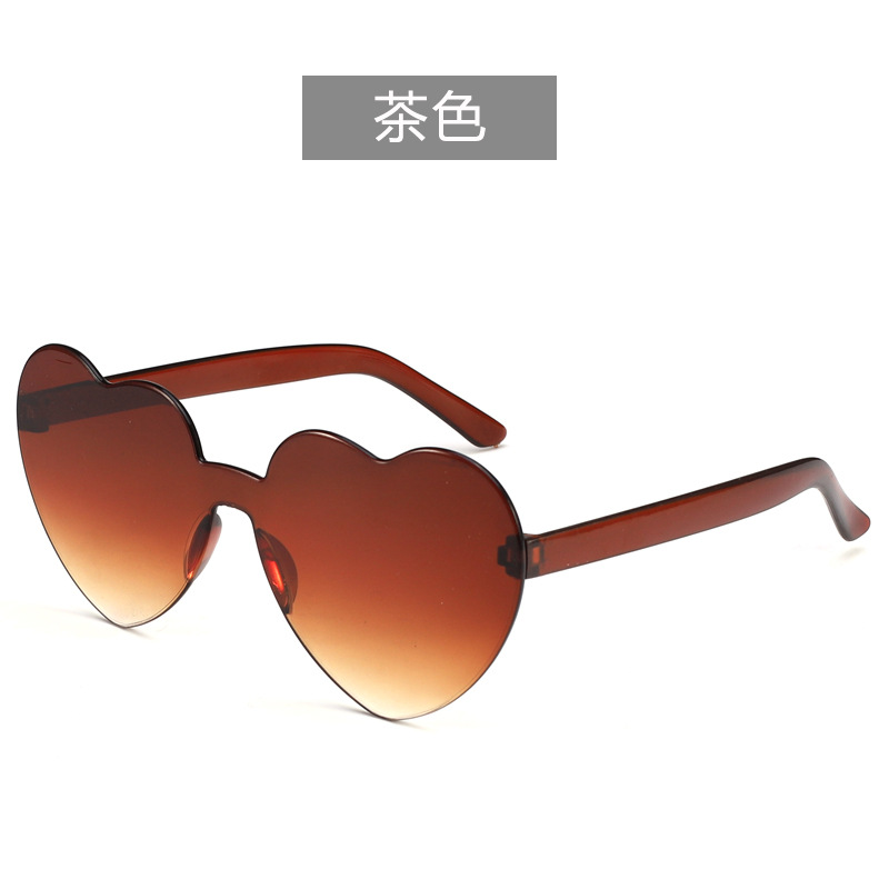 Picture of Heart Sunglasses, Heart Sunglasses, Jelly Color Rimless Heart-Shaped One-Piece Glasses, Dazzling Color Glasses