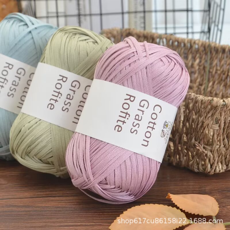 Export 4mm Lafite Cotton Straw Handmade DIY Woven Summer Hat Bag Coarse Cotton Straw Thread