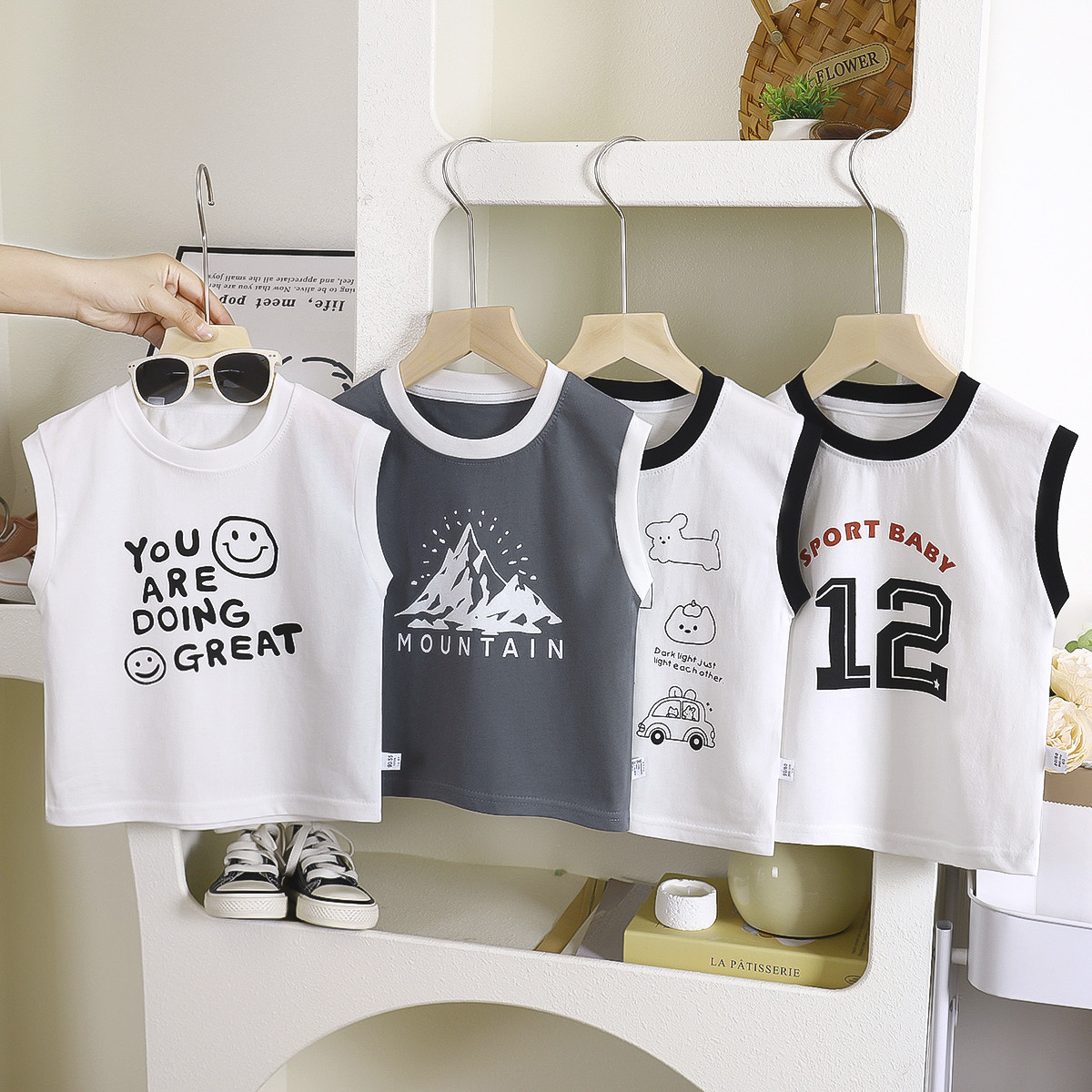 Children's vest summer new boys cotton sleeveless top baby loose T-shirt thin summer children's clothing wholesale
