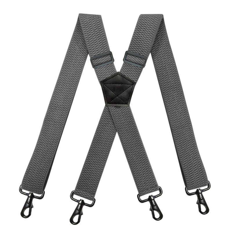 Picture of Cross-Border Supply Adult Men's 4-Clip Suspenders 3.8cm X-Type Corn Pattern Elastic Suspenders Black Hook Buckle in Stock