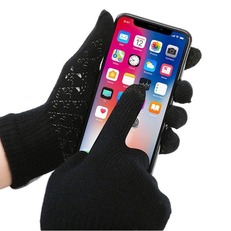 Cross-border suit hat men's winter scarf gloves three-piece scarf all-in-one fleece-lined warm winter knitted hat