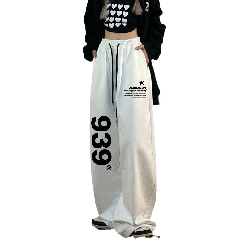 European and American hiphop letter printed drawstring pants women's thin jazz dance pants jazz dance 939 sports pants fashion