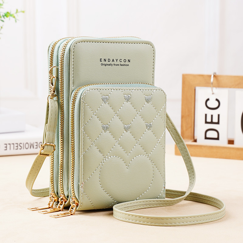 New Large Capacity Multi-functional Fashionable Simple Shoulder Bag Crossbody Three-layer Zipper Mobile Phone Bag Women's