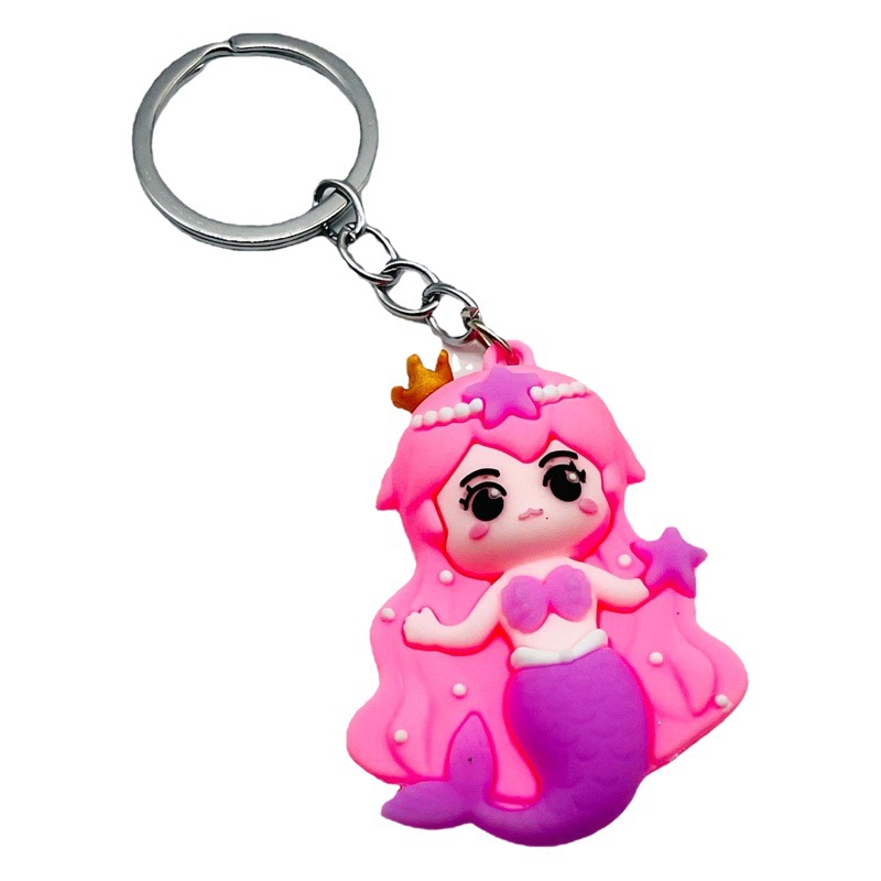 Creative cartoon mermaid keychain three-dimensional mermaid princess girl key chain bag pendant activity gift