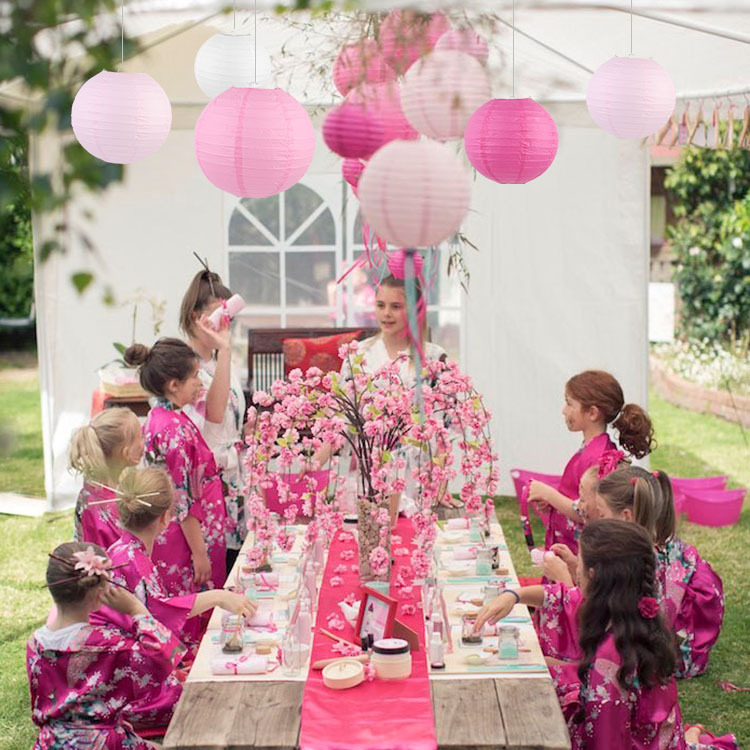Picture of Round white paper lantern paper lampshade birthday wedding party set decoration lantern Children DIY painting Lantern