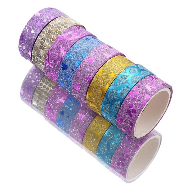 Amazon Supply Glitter Tape Decorative Sticker Wholesale 1.5Cm*3M 10 Rolls One Glitter Tape
