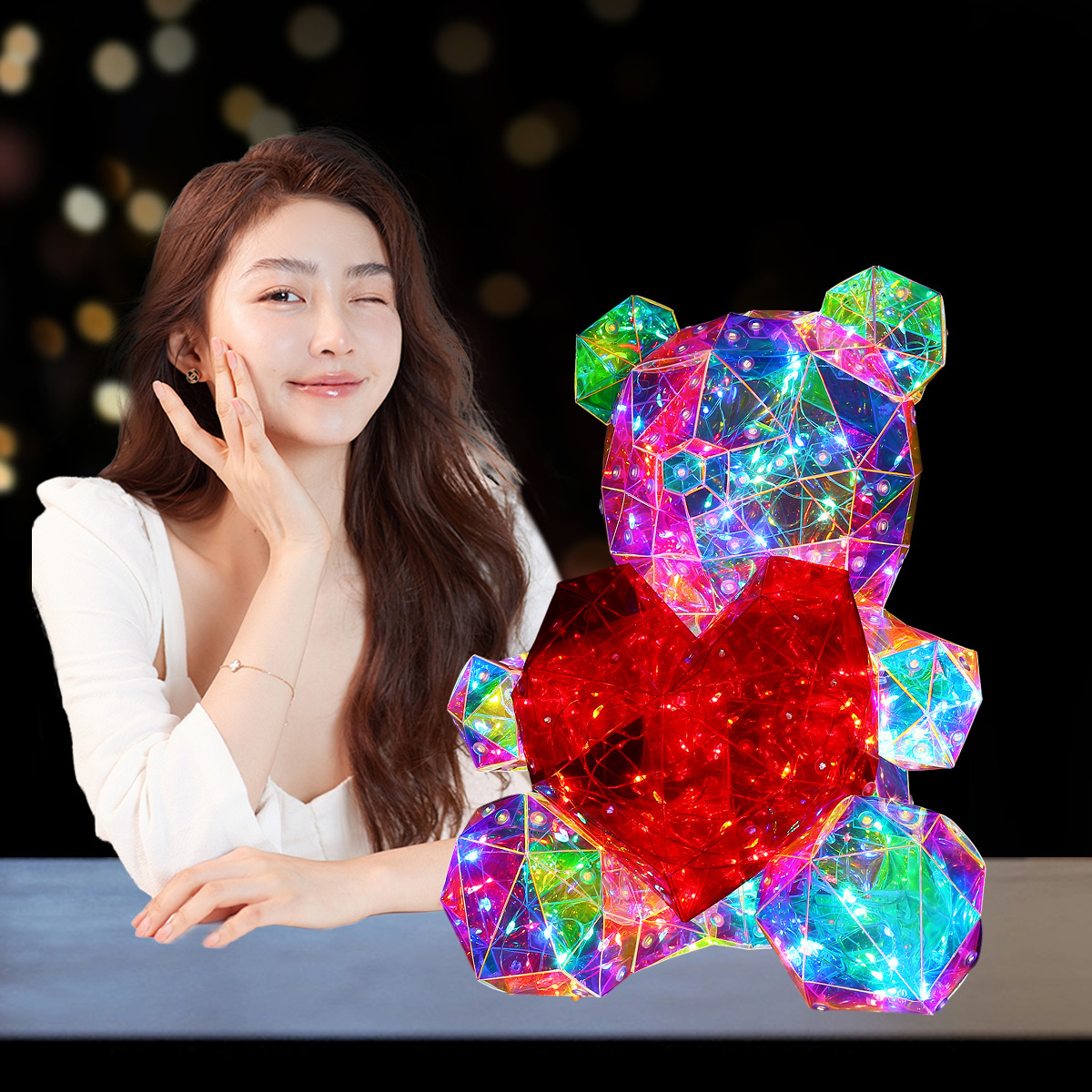Picture of Fantasy glow love bear decoration Tanabata Valentine's Day birthday gift bedroom night light creative ornaments wholesale
