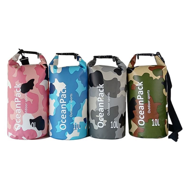 Picture of Cross-border children's swimming bag leisure camping waterproof bag drifting beach bag dry bag camouflage PVC waterproof bucket bag