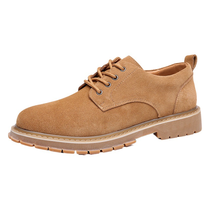 Cross-Border Autumn and Winter Leather Shoes for Men, Versatile Korean Style Casual Shoes, Trendy British Work Shoes, Tendon Big Toe Suede Men's Shoes