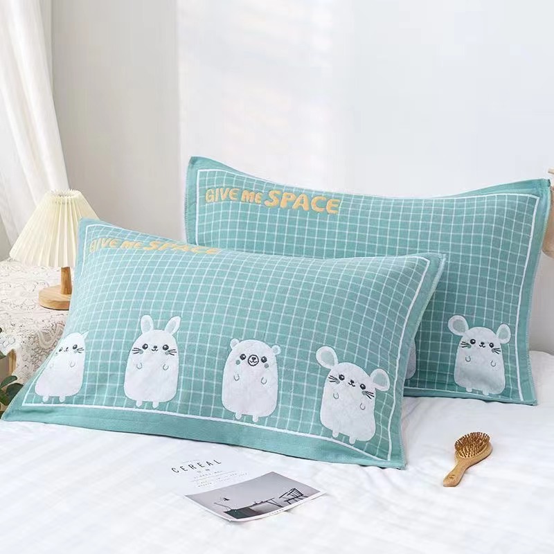 Picture of Household Three-layer High-grade Gauze Full Adult Extra Thickened Single Pillow Headscarf Sweat Absorbing Wholesale Cover Cotton Pillow Towel