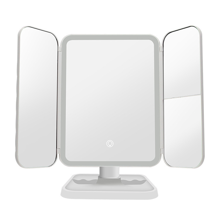 Picture of New table lamp three-side folding touch sensor 180-degree rotating mirror beauty makeup mirror shell mirror