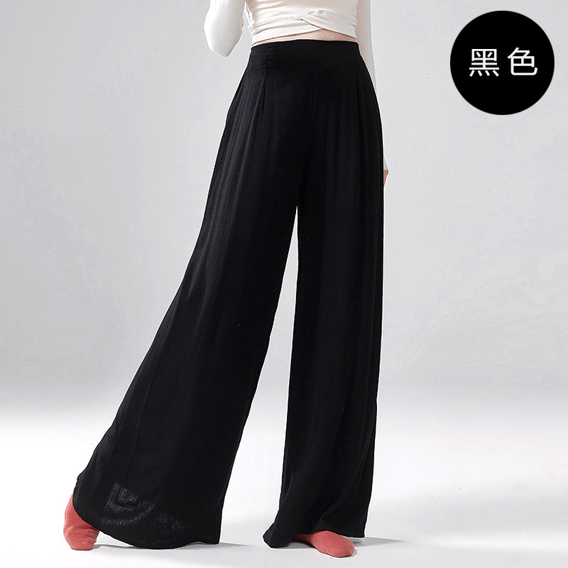Picture of Cotton and linen wide-leg pants women's high waist draping loose straight dance long pants modern classical dance practice clothing adult