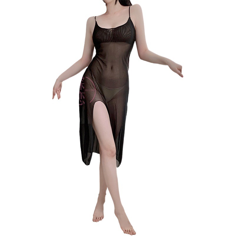 Love Sex Underwear Mesh Split Skirt Sexy Pajamas Women Pure Want Perspective Slim Dress Home
