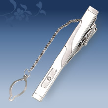 Picture of Metal tie clip men's suit chain 140 simple flower type business atmosphere with drill tie clip