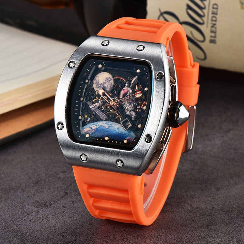 Picture of Factory wholesale foreign trade new barrel-shaped space astronaut luminous hollow tourbillon fashion men's wrist watch